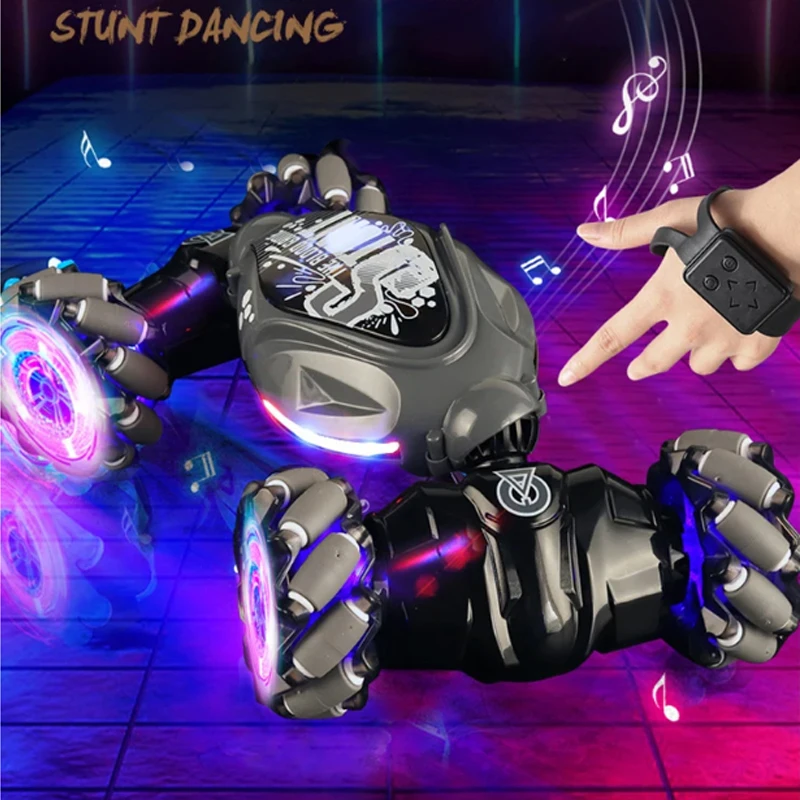 4WD RC Drift Car With Music Led Lights 2.4G Gesture Radio Remote Control Spray Stunt Car 360° Rotating Climbing Car Toys Gift