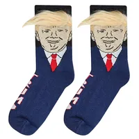 Donald Trump Socks With 3D Fake Hair Men Crew Socks Mens Compression Sock Streetwear Novelty Hip Hop Spoof Funny Trump Socks