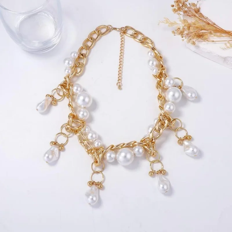 

French Vintage Pearl Tassel Necklace for Women Exaggerated Multi-Layer Design Choker Light Luxury Everyday Party Accessory