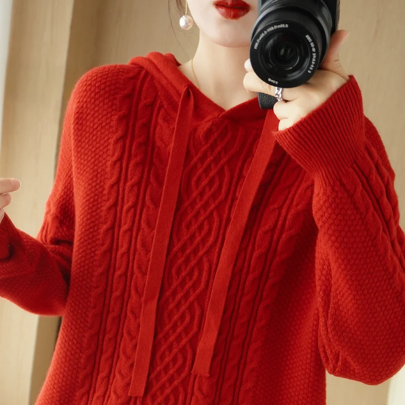 Autumn And Winter New Style Hooded Sweater Soft Thickened Women\'S Hooded Sweater Hooded Retro Plaid Casual Fashion Sweater