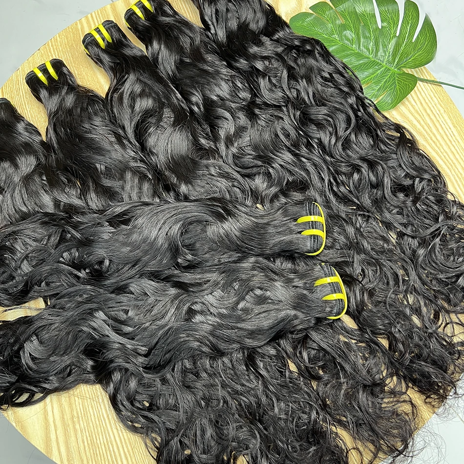 Natural Wave Human Hair Bundles Vietnamese Wavy #1B Natural Black Color Double Weft 100% Raw Virgin Human Hair Weave Extensions