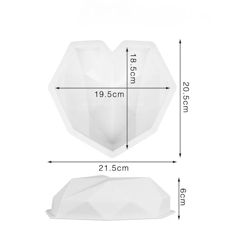 Diamond Heart Chocolate Silicone Mould 3D Love Cake Mould Birthday Fondant Chocolate Baking Mould Handmade Chocolate Cake Making