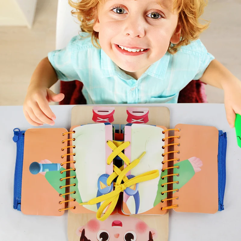 Wooden Multi-layer Busy Board For Children Montessori Early Education Games Toddlers Quiet Books Sensory Practice Dressing Gift
