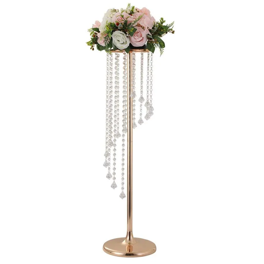 10pcs Flower Vase Twist Shape Stand Golden Silver Wedding Table Centerpiece Crystal Road Lead For Event Party Decoration