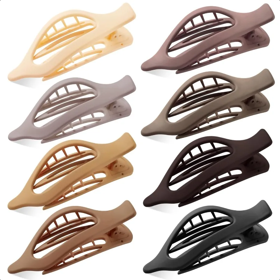 

Flat Hair Clips for Women 8 Pack French Concord Claw Clips for Medium Curly Hair Strong Hold No Slip Grip Hair Claw Clips mothe