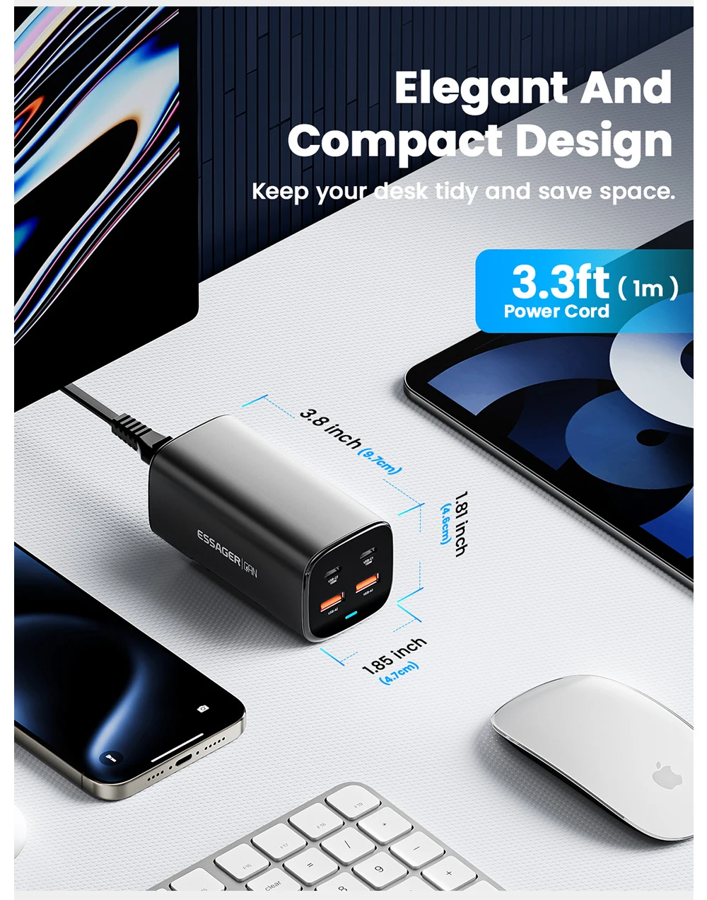 Essager Chargeur GaN de Bureau 100W | Charge Rapide USB-C PD 100W Maroc 6 S997e11e3f96946609fa745b2e9b49711L Essager Chargeur GaN de Bureau 100W | Charge Rapide USB-C PD 100W Maroc