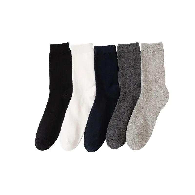 Calcetines deportivos de algodón para las cuatro estaciones de otoño/invierno para hombre: calcetines cómodos a media pantorrilla resistentes a olores, de color sólido