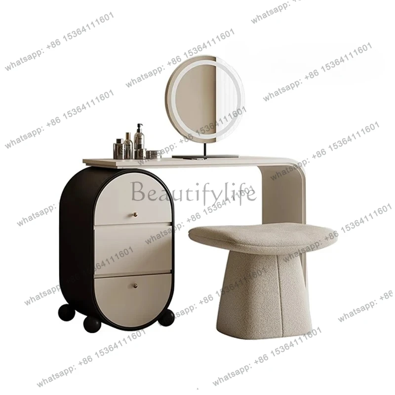 

New Cream Wind Solid Wood Dresser Storage Cabinet Integrated Bedroom Simple Modern Retractable Makeup Table