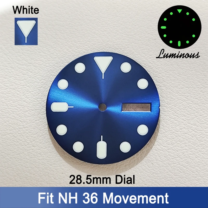 Replacement 28.5mm Dial Fit NH 36 Green Luminous Watch Hands Watches Accessory Parts Wristwatch Modification Part High Quality