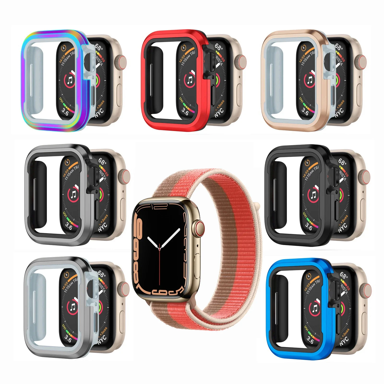 V-MOTA تي بي يو + السكن سبائك الألومنيوم مع الزجاج المقسى شاشة التوقف ، متوافق مع أبل سلسلة ساعة 7 ، 40 مللي متر