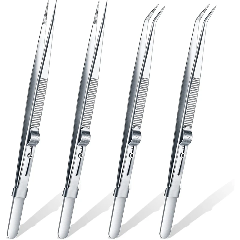 Precision Soldering Tweezer ESD Anti-Static Industrial Electronic Tweezers Tool Set 4 Pieces for Jewelry Makeing Craft