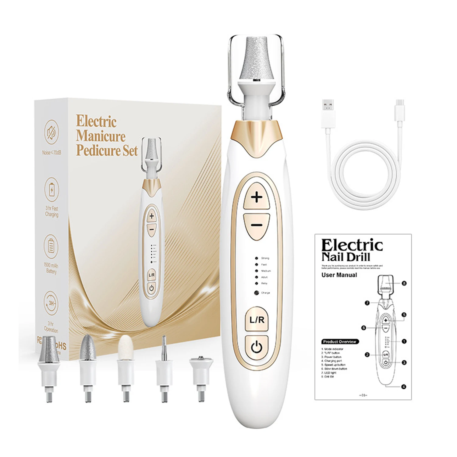 

Electric Nail Drill Machine Manicure Pedicure Kit 5 Speeds Professional Nail Drills for Gel Nails Polish Portable Nail File