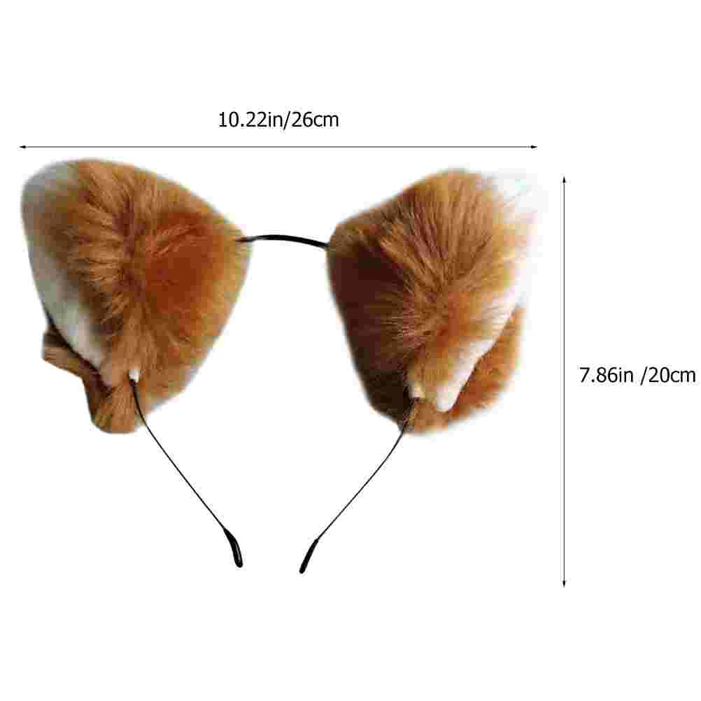 고양이 귀 코스프레 머리띠, 파티 모피 장식 여우 모피 다크 브라운 모자, 미스 액세서리