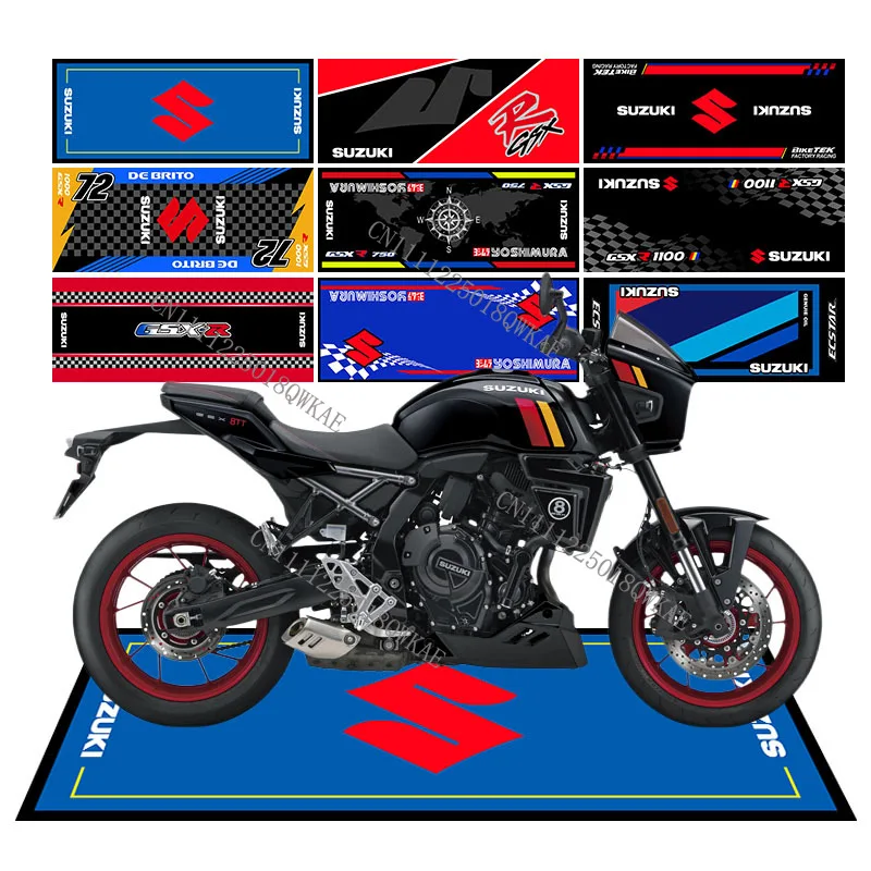 Tapis de présentation pour moto Suzuki – Tapis de garage antidérapant et durable pour le stationnement de motos de course, décoration intérieure, tapis de salon