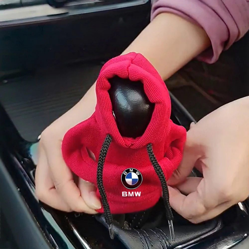 Fashion Car Gear Shift Hoodie Cover Gear Stick Handle Protector Hooded Sweatshirt Anti-slip Kit For BMW Auto Interior Accessory