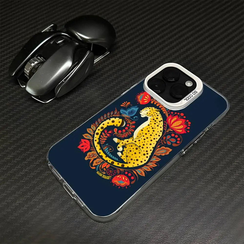 Tropical Jungle Print Animals Phone Case For iPhone17,16,15,14,13,12,11 Plus,Pro Silver White Matte Shockproof Cover