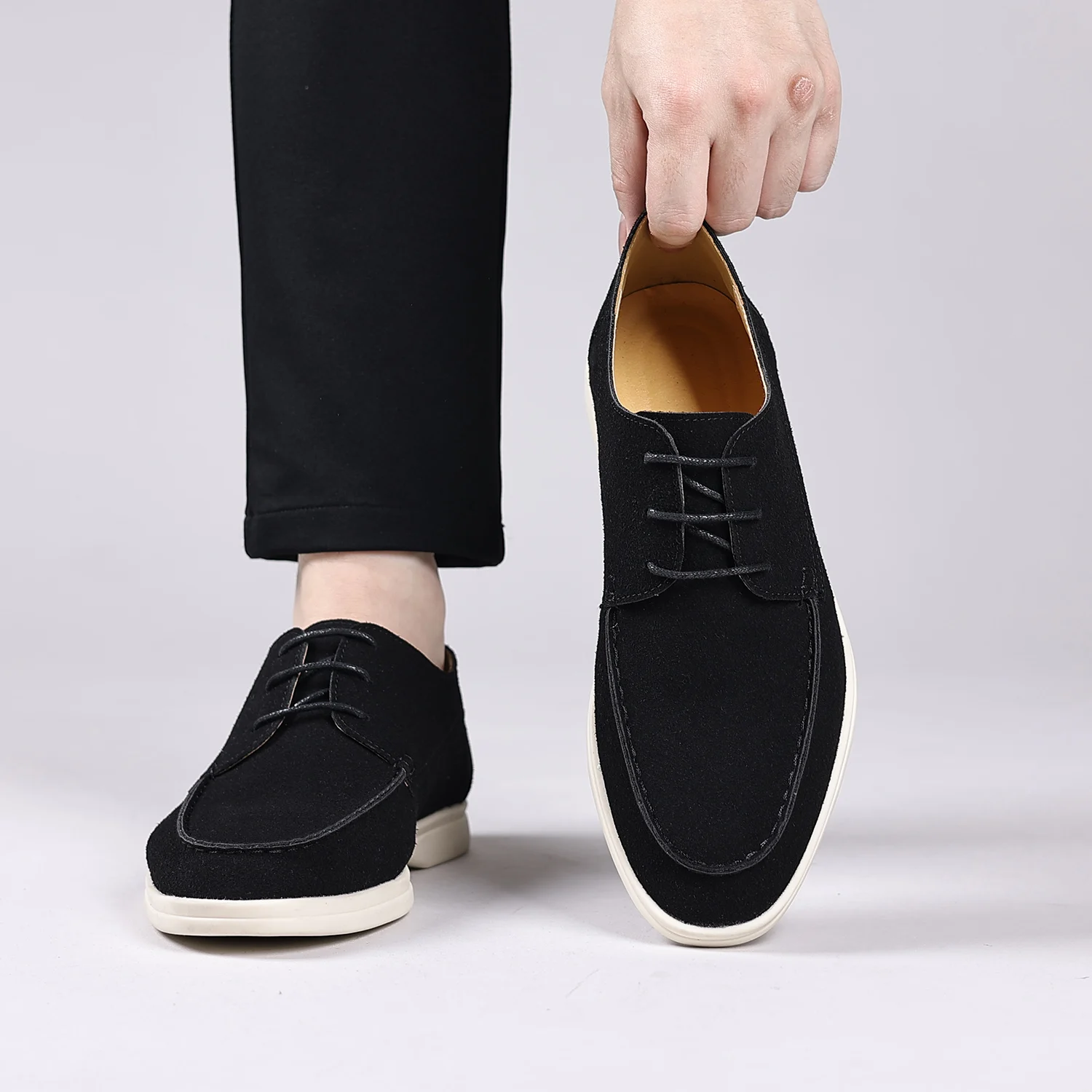 Men's Casual Slip-On Loafers Autumn Winter Large Size British Style Leather Synthetic Upgraded Version Comfortable Outdoor Shoes