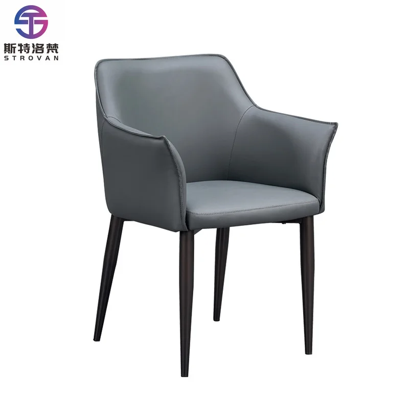 

Leather Material Conference Chair Ergonomic Design Padded Seat Backrest Office Reception Chair for Meetings