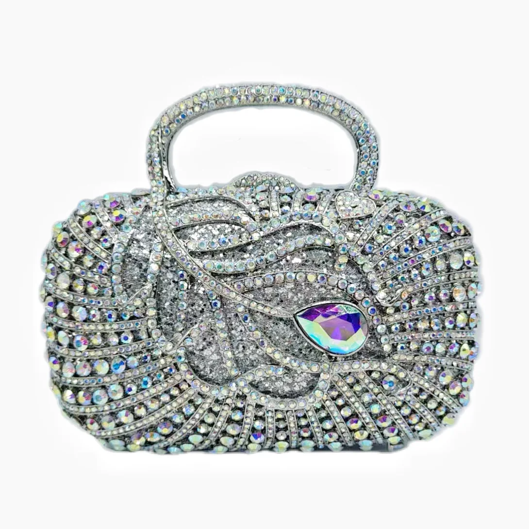 Diamond-encrusted Dinner Bag Empty Metal Hard Box Full Of Diamonds Crystal Bag Celebrity Banquet Handbag Bolso De Diseñador Lujo