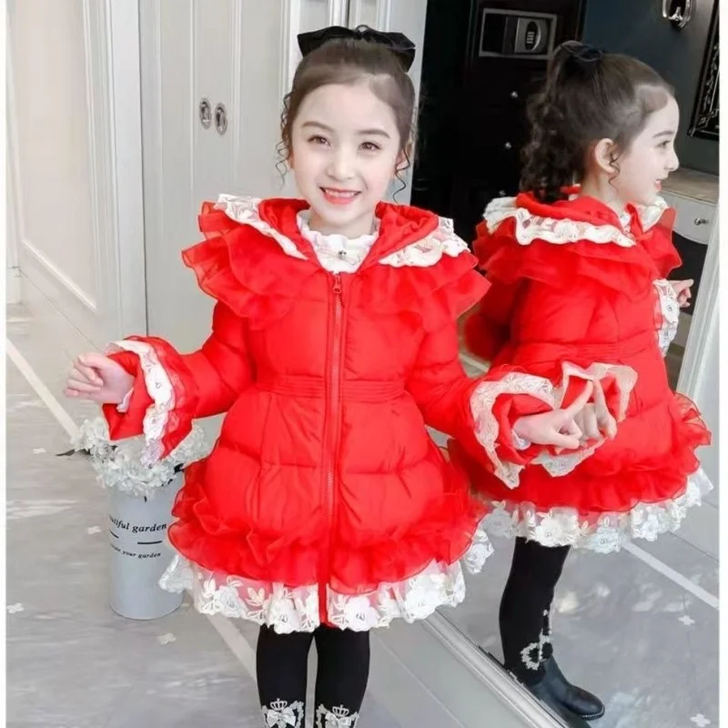 Winter Down Cotton Jacket for Girls Coat Waterproof Hooded Children Outerwear Clothing 4-12 T Teenage Kids Parkas Snowsuit E459