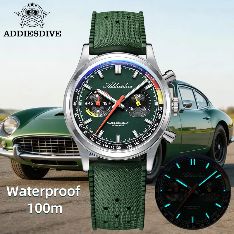 ADDIESDIVE Luxury Quartz Watch 0S21 Movement New Men's Business Watches BGW9 Ultra-Bright Luminous 100m Waterproof Wristwatch