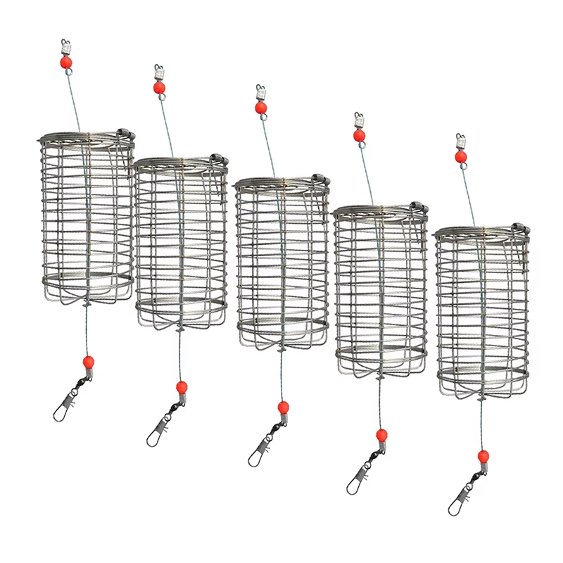 10 قطعة الصيد المغذية الفولاذ المقاوم للصدأ الطعم قاذف سلة المغذية حامل الصيد إغراء قفص الصيد اكسسوارات صيد السمك #6