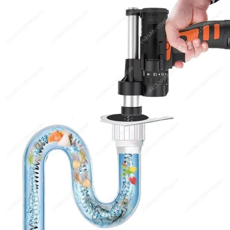 7.5M 800Rpm Electric Drain Spiral Pipe Snake Drain Clog Removal Cordless Drain Cleaner for Toilet Sewer Bathroom Sink and Shower