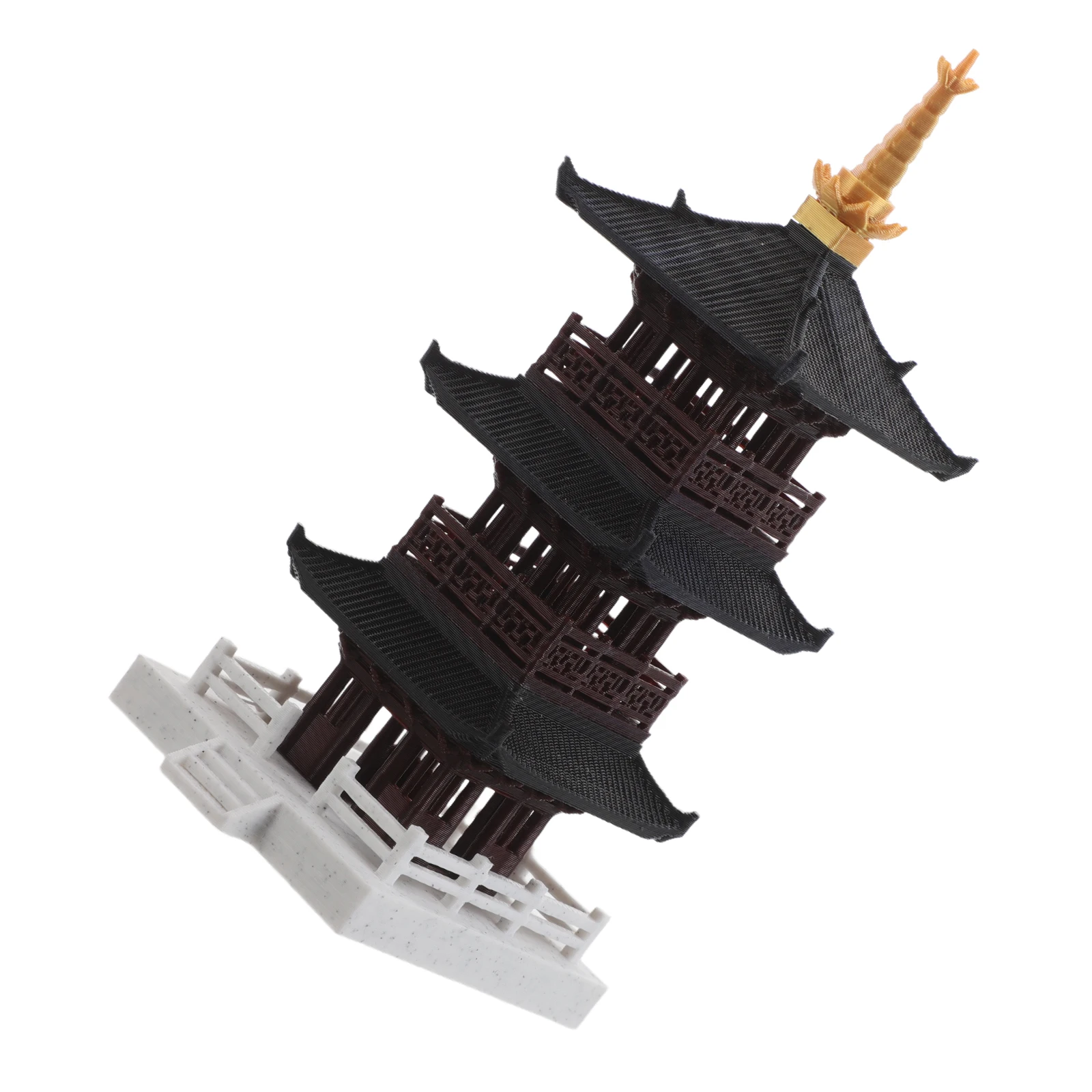 

Tall Tower Decorations Aquarium Accessories Asian Bonsai Ornaments Pavilion Plastic