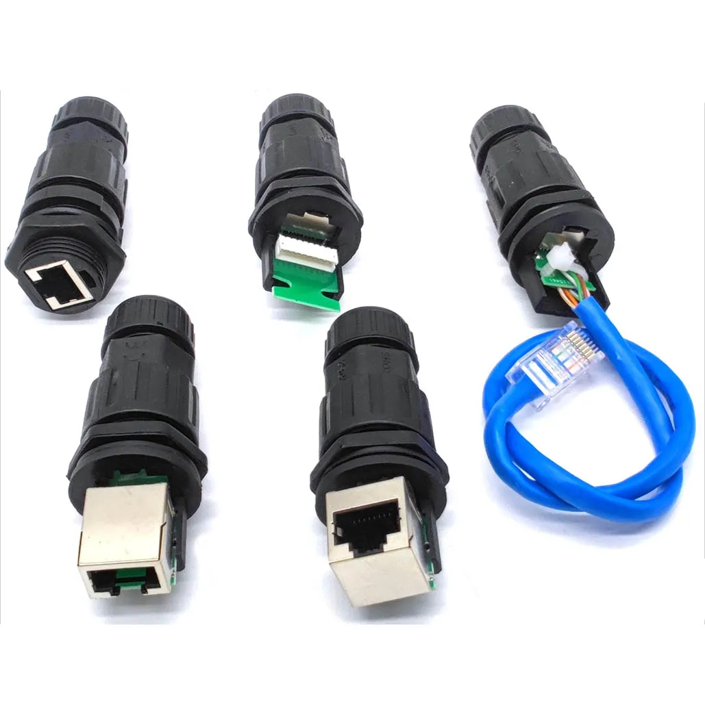 

5 RJ45 network straight head Ip68 waterproof Cat5/6 network cable connectors, outdoor waterproof and dustproof RJ45 connectors