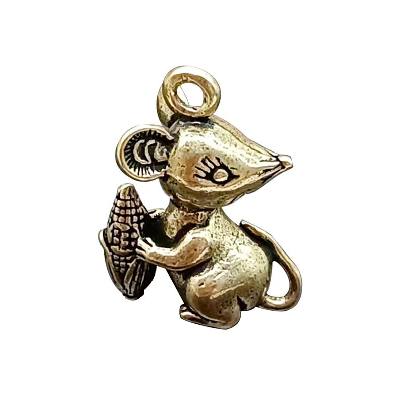 New Vintage Brass Rat Pendant Zodiac Key Chain Pendant Animal Backpack Pendant