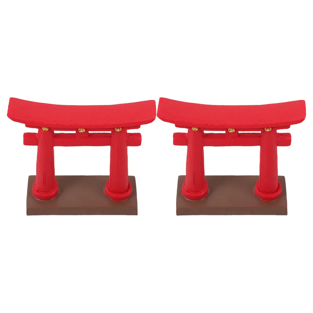 

2Pcs Resin Japanese Gate Miniature Decoration Fish Tank Aquarium Garden Ornament Sculpture Asian Statue