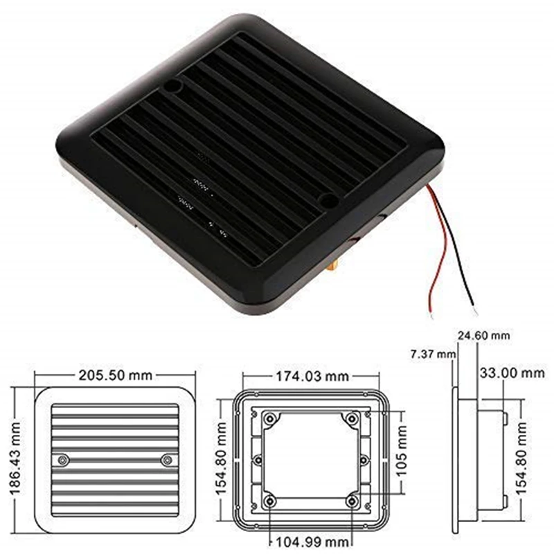 Ventilación de remolque de aire lateral para caravana, ventilador de escape silencioso impermeable, accesorio de coche, negro, 12V