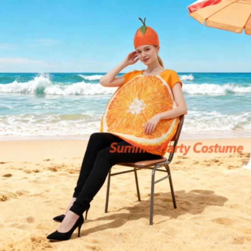 

Adult Fun Fruit Orange Slice Costume Vegetable Party Bar Performance Cosplay Suit
