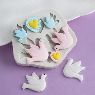 Clay Mold Silicone Sugarcraft Fondant Mould Cake Decorating Tools PRZY Love Dove Of Peace Chocolate Resin Cartoon Pigeon Moulds