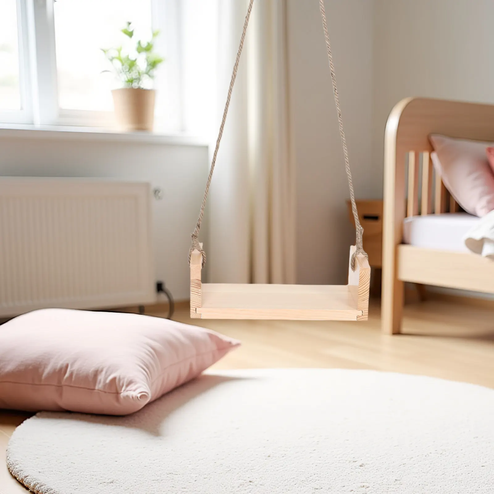 newborn-photography-props-wooden-swing-seat-natural-wood-macrame-hanging-baby-swing-soft-cushion-photo-shoot-furniture-indoor
