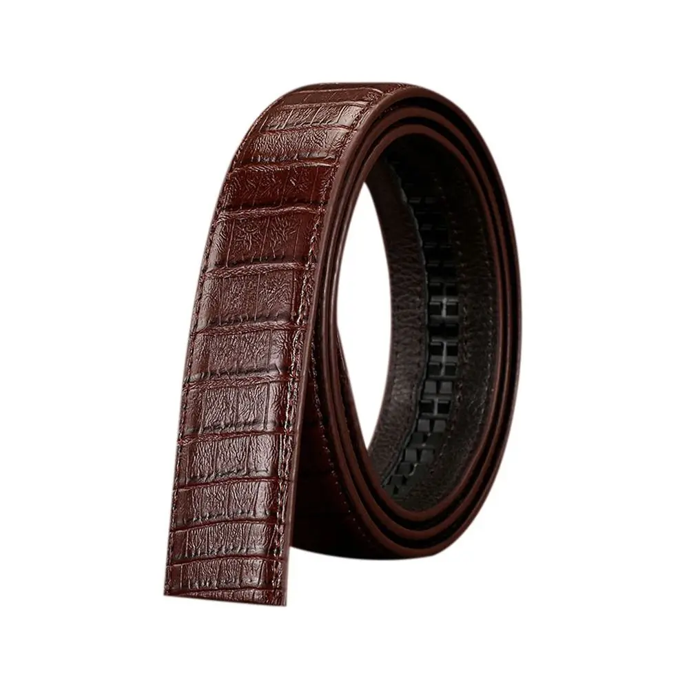 Casual Replacement Without Buckle Genuine Leather Belt Non-porous Crocodile Pattern Girdle 3.5cm Waistband Classic Waistband