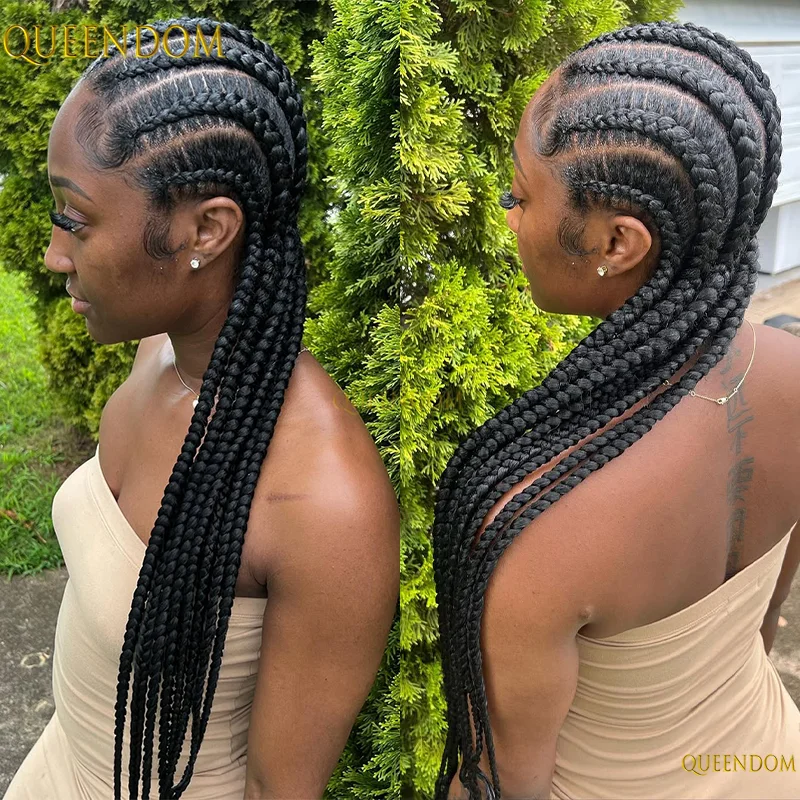 

36 "прямой полный парик фронта шнурка Cornrows бордовые плетеные парики для чернокожих женщин парики без узлов в коробке с волосами ребенка синтетические волосы