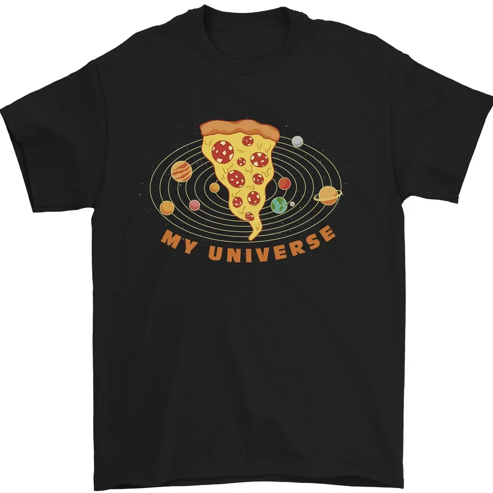 Funny Food Diet Men's T-shirt: My Pizza Universe 100% Cotton Tee  High Quality 100%Cotton Short Sleeve