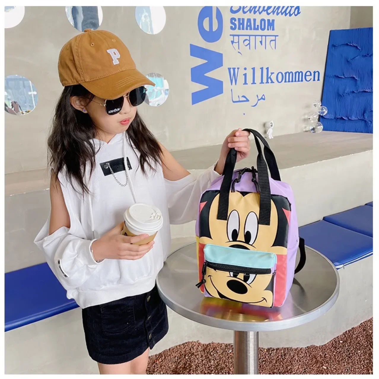 Sacs à dos Disney Kawaii pour filles, sacs à paillettes imprimées, rangement de voyage, cartables à la mode, mini sac à dos de maternelle