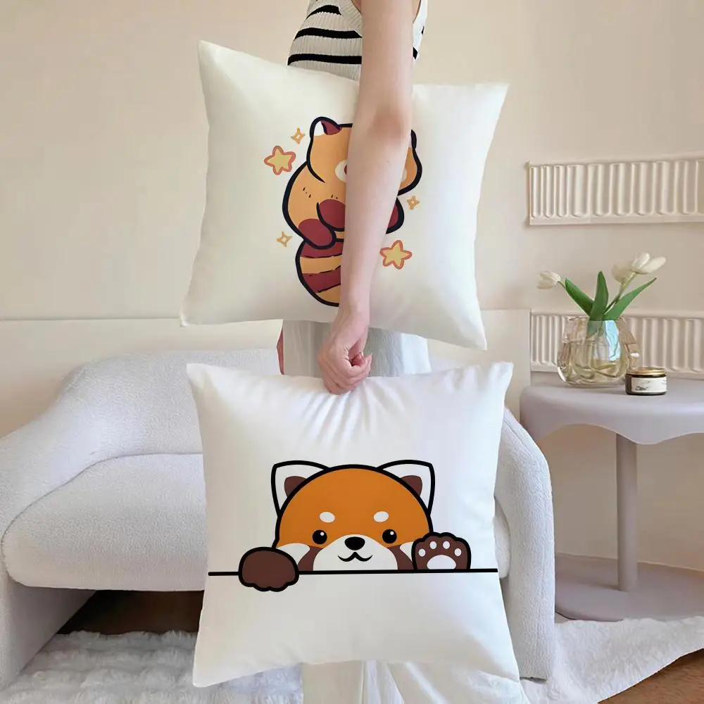 wildlife illustration R-Red Panda Cushion Cover Washable Faux Linen Cover Modern Lightweight for Living Room Sofa