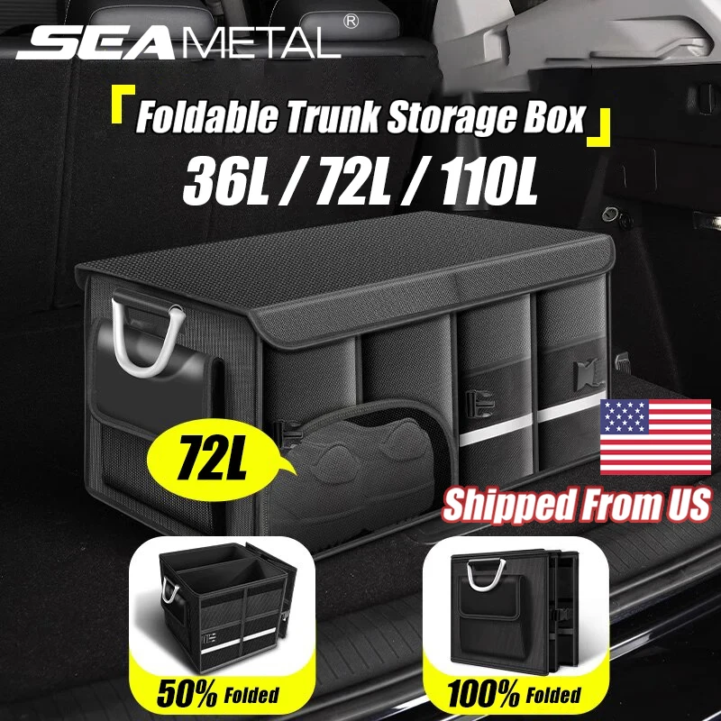 

Органайзер для багажника автомобиля SEAMETAL 36L/72L/110L, складной водонепроницаемый ящик для хранения из ткани Оксфорд, большая вместительная сумка для хранения для кемпинга