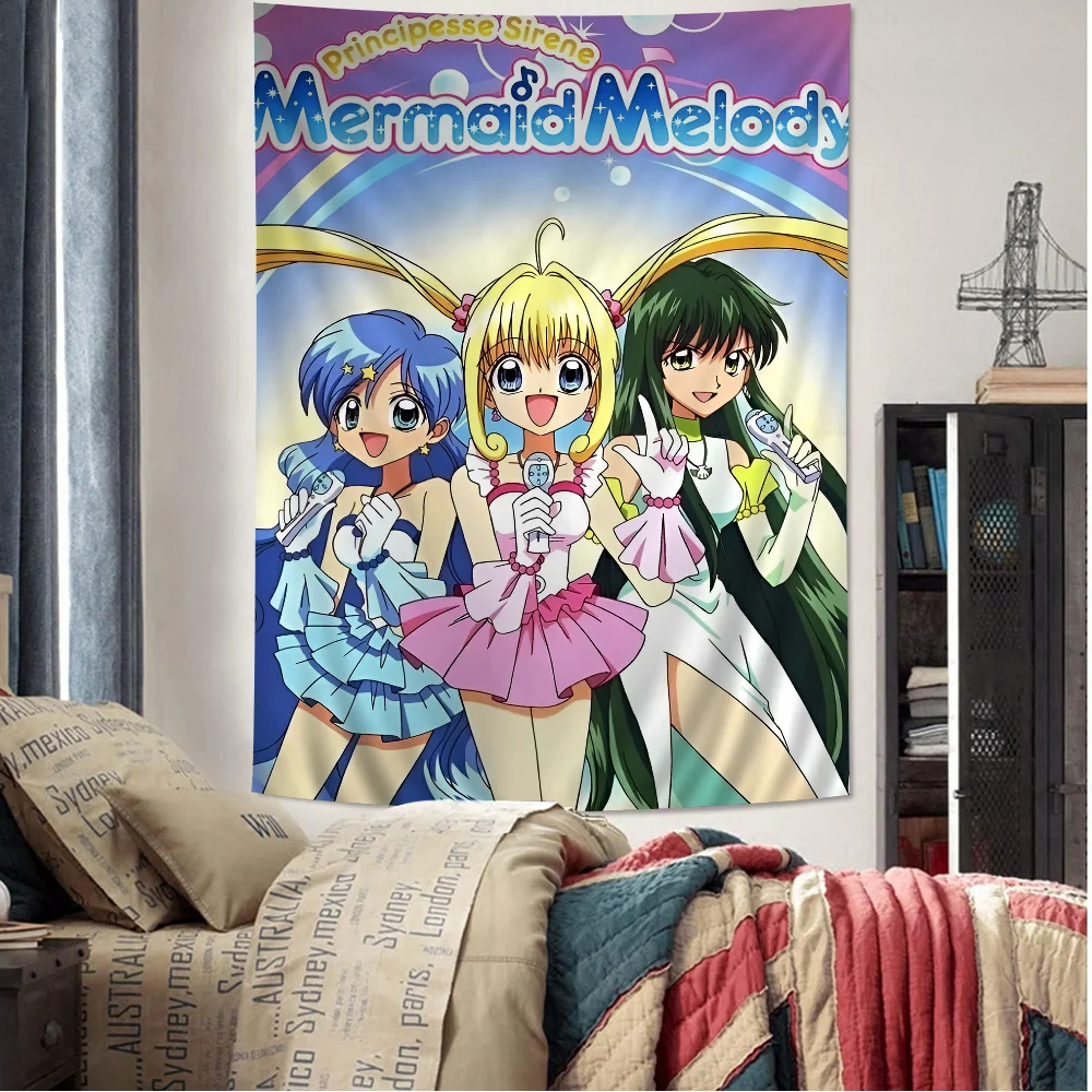 

Mermaid Melody Anime Printed Large Wall Tapestry Hanging Tarot Hippie Wall Rugs Dorm Cheap Hippie Wall Hanging