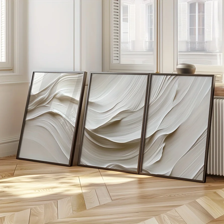 Abstract White Wave Canvas Art 4