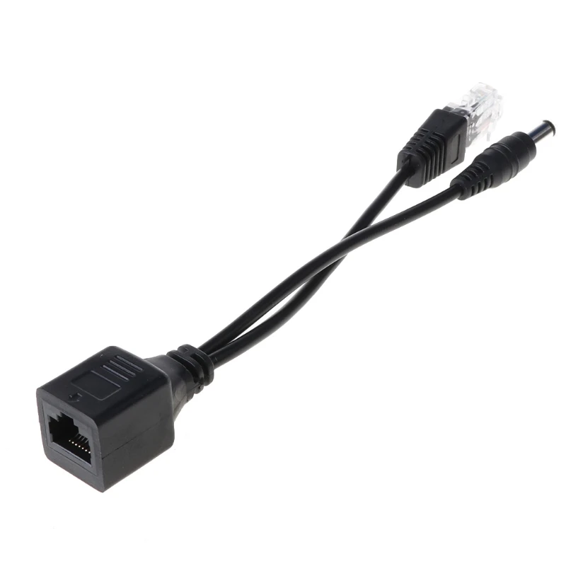 RJ45 หัวฉีด POE Splitter สายเคเบิลอะแดปเตอร์ชุด Passive Power Over Ethernet 12-48V