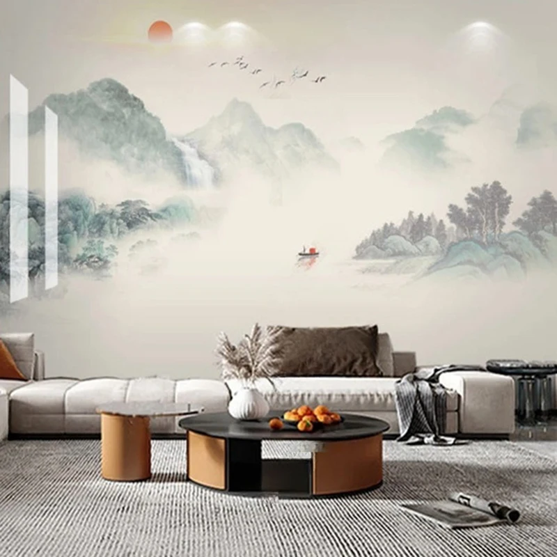 

New Chinese Style Landscape Custom Photo Hand-drawn house Arts Decor Wallpaper For Living Room Office Wallcoverings