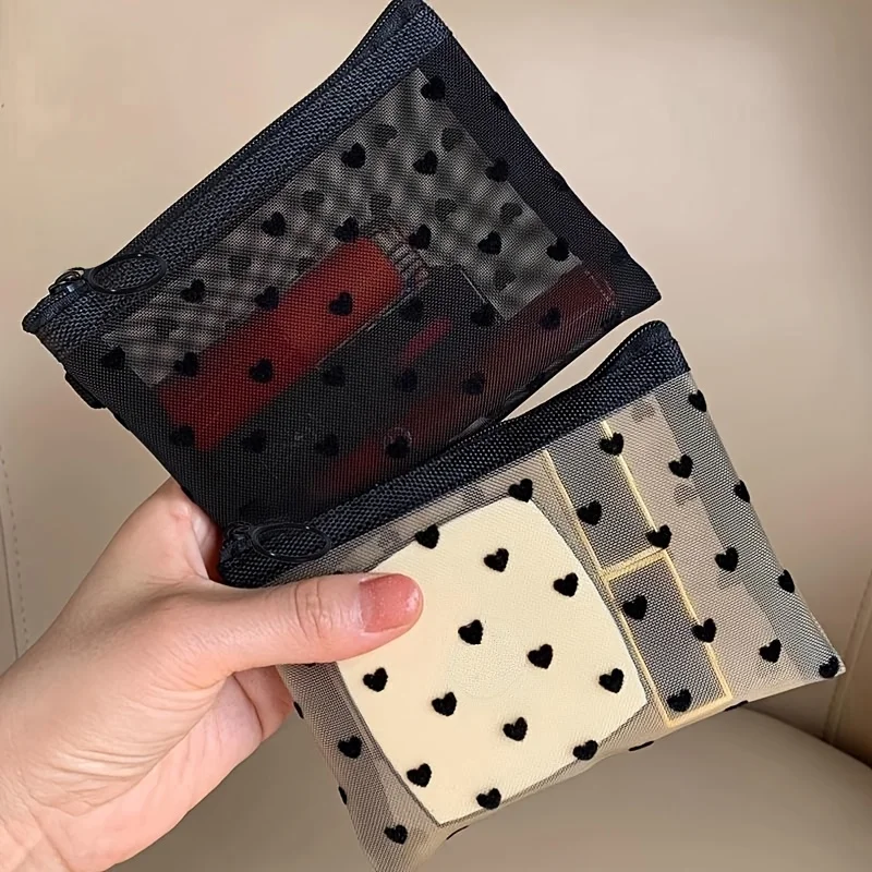 1pc Mesh Clear Cosmetic Bags Small Large Black Makeup Bag Women Travel Toiletry Organizer Lipstick Storage Pouch Pencil Case image 2