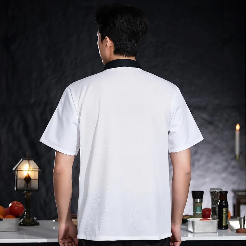 Chaqueta de Chef para hombre, uniforme de camarero, panadería, café, ropa de cocina, Tops, camisa de Chef profesional, ropa de cocinero, abrigo de cocina de verano