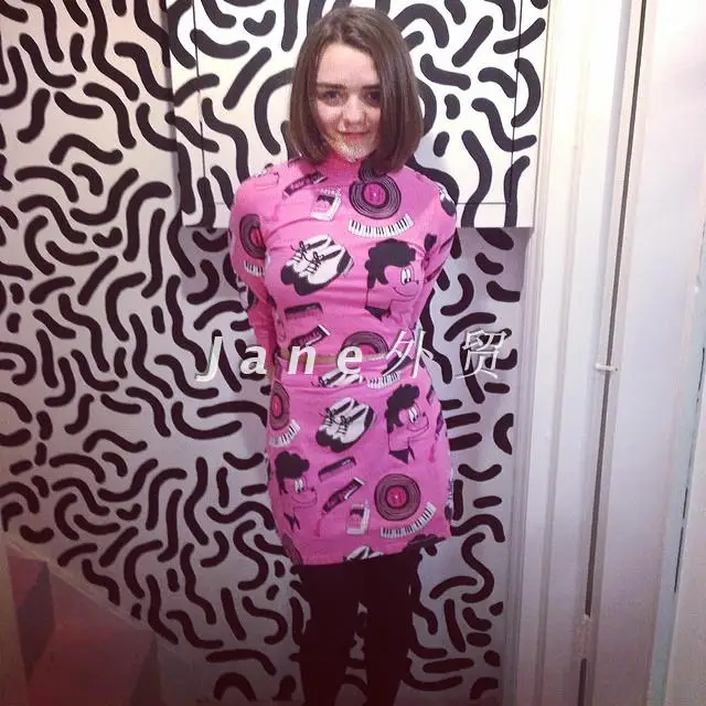 

LAZY O Женская модная футболка с мультяшным принтом Long Sve ort Sle f Облегающий повседневный топ с высоким воротником