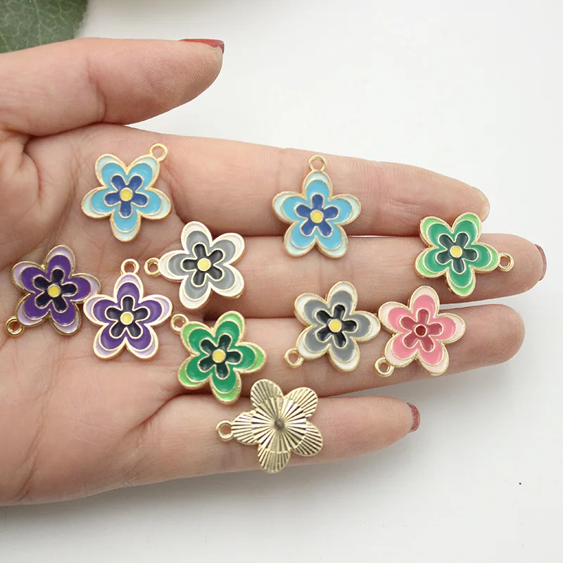 10pcs 19*21mm Colorful Daisy Flower Enamel Zinc Alloy Charms For DIY JewelryBracelet Earring Making Accessorieswholesale ﻿