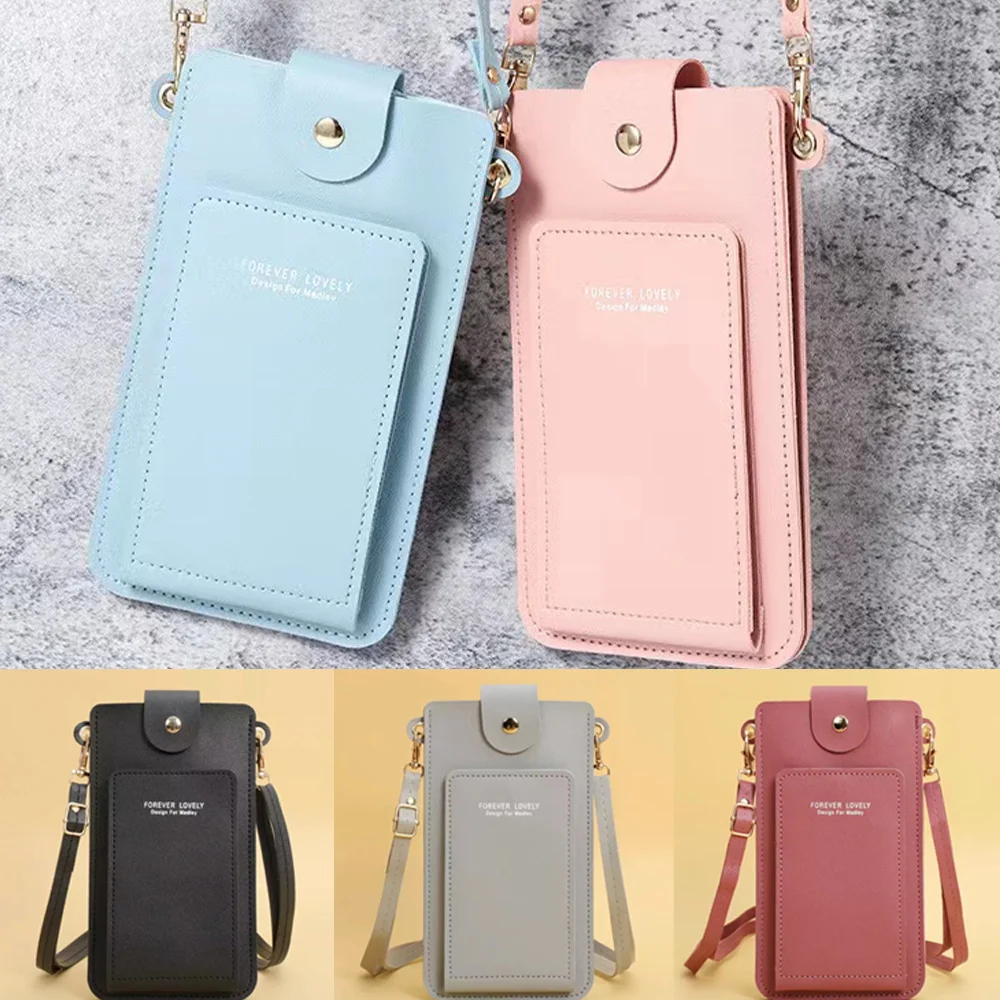 Mobile Phone Bag Women Leather Wallets Card Holder 2022 New Shoulder Bags Clutch Case Girls Cell Phone Packet Organizer Handbag